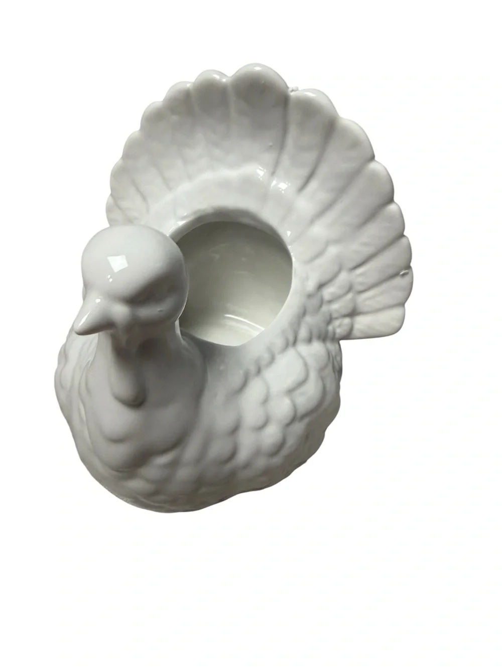White Ceramic Turkey Serving Bowl - Decorative Table Accent